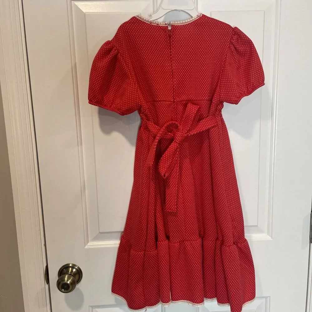 Vintage Sears And Roebuck Red Dress size 6  Size 10 Old School White Polk A Dot